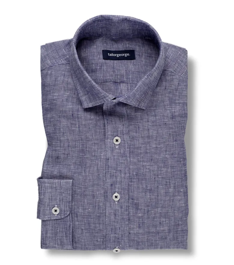 Chemise en lin uni bleu ardoise