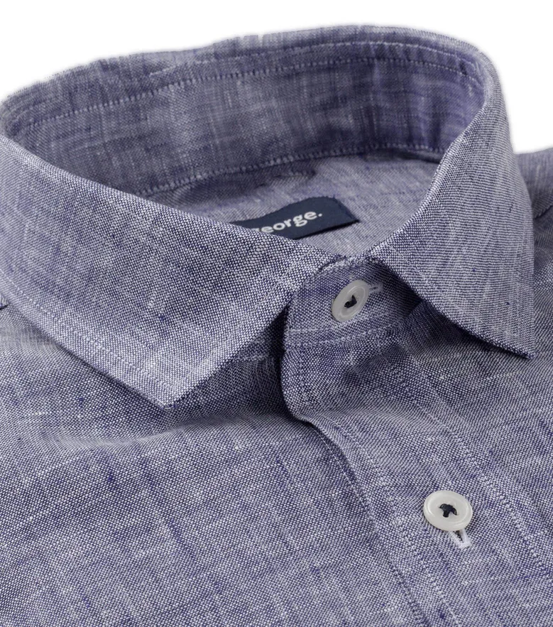Chemise en lin uni bleu ardoise