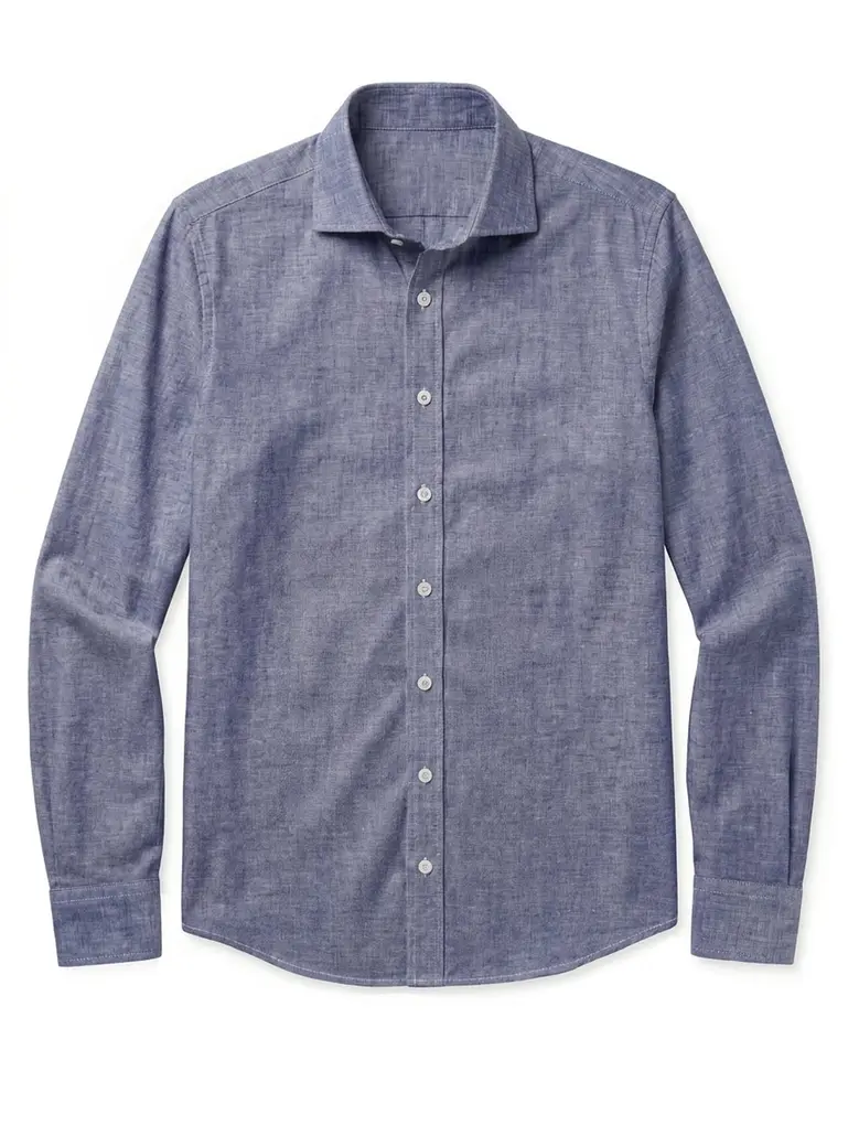 Chemise en lin uni bleu ardoise