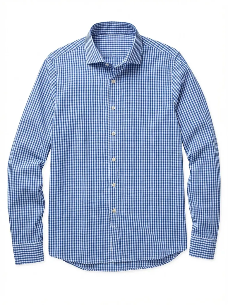 Chemise en popeline à carreaux bleu vif