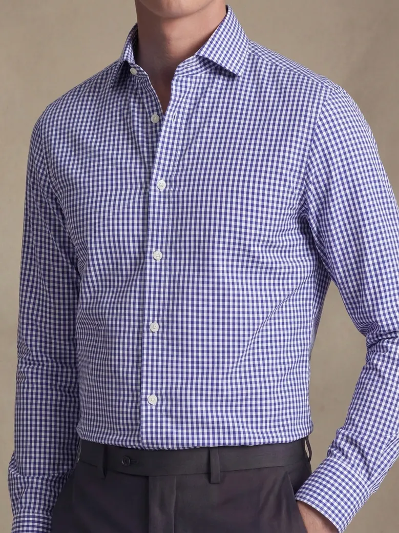 Chemise en popeline à carreaux bleu