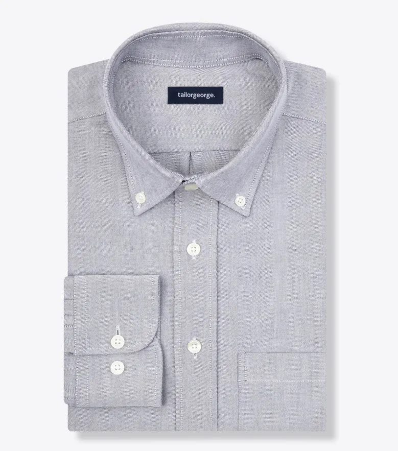 Chemise en Oxford américain épais uni gris