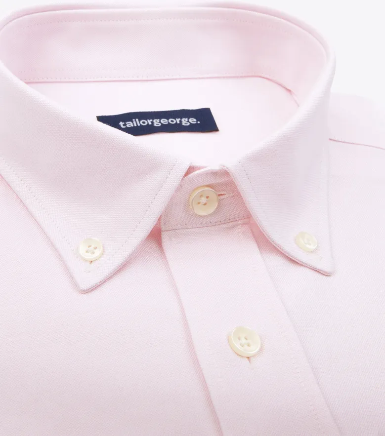Chemise en Oxford américain épais uni rose pâle