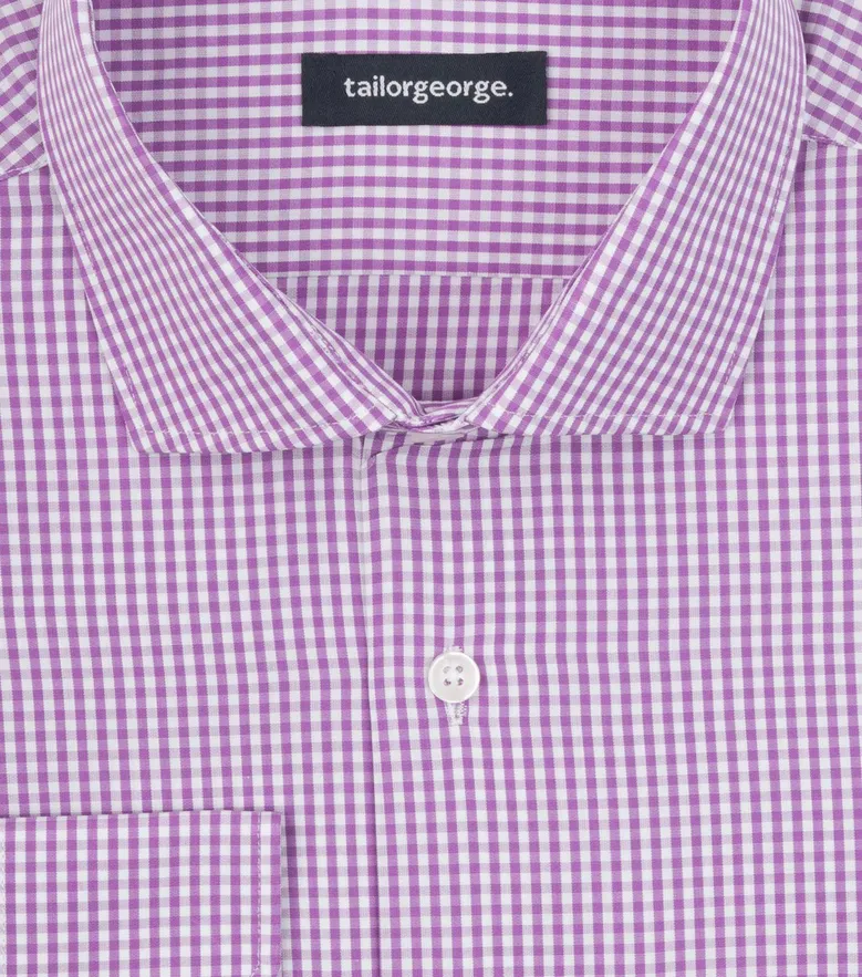 Chemise en popeline à carreaux mauve