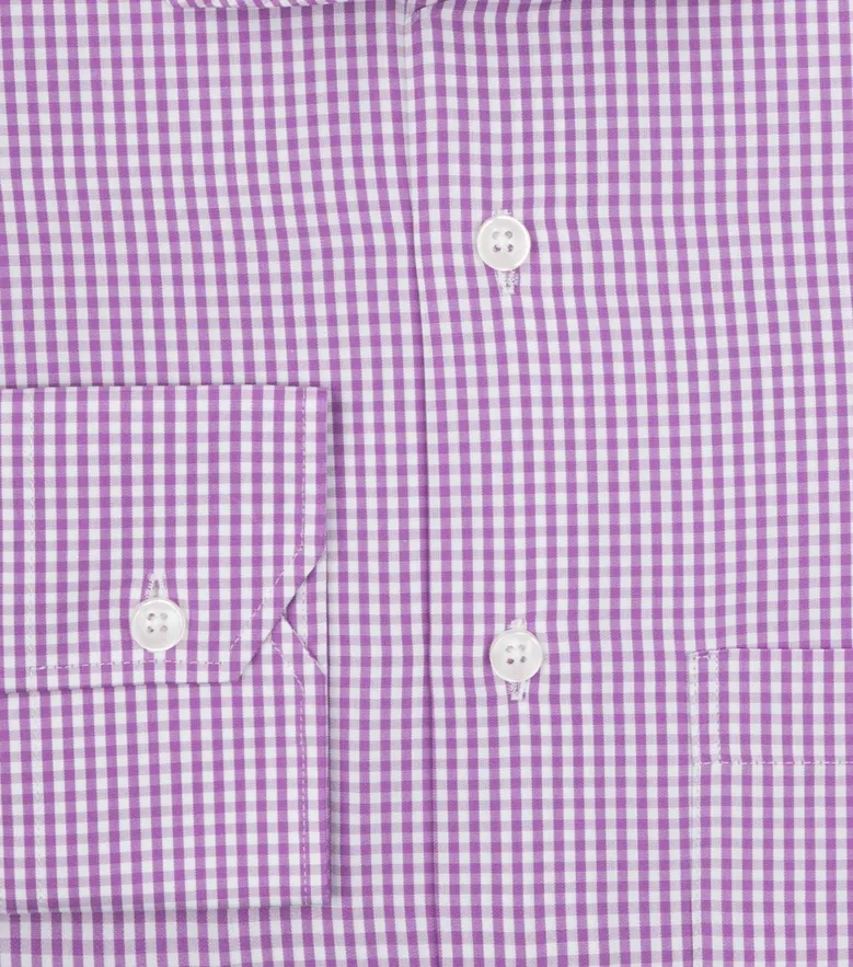 Chemise en popeline à carreaux mauve