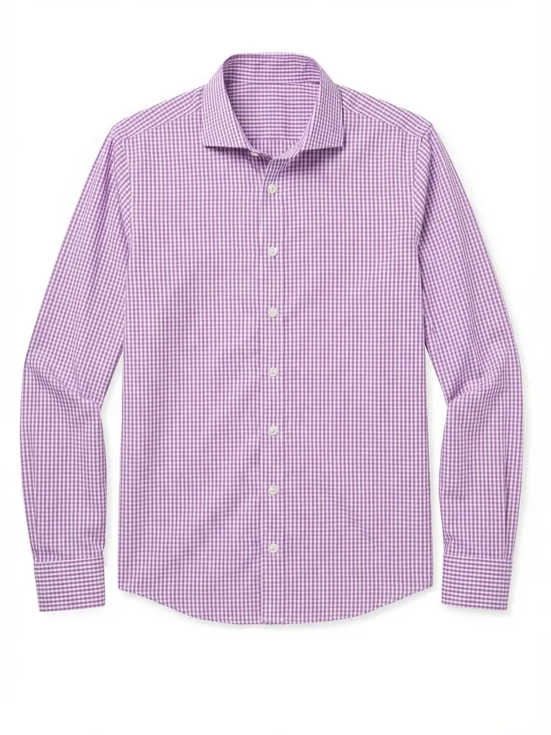 Chemise en popeline à carreaux mauve