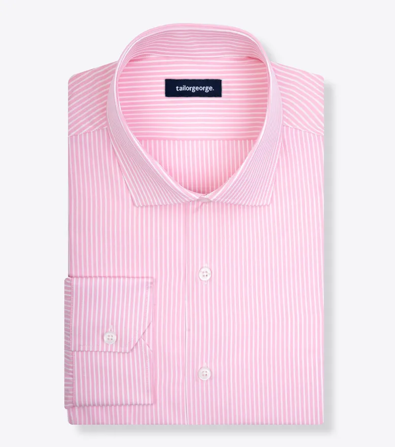Chemise en popeline à rayures roses facile à repasser