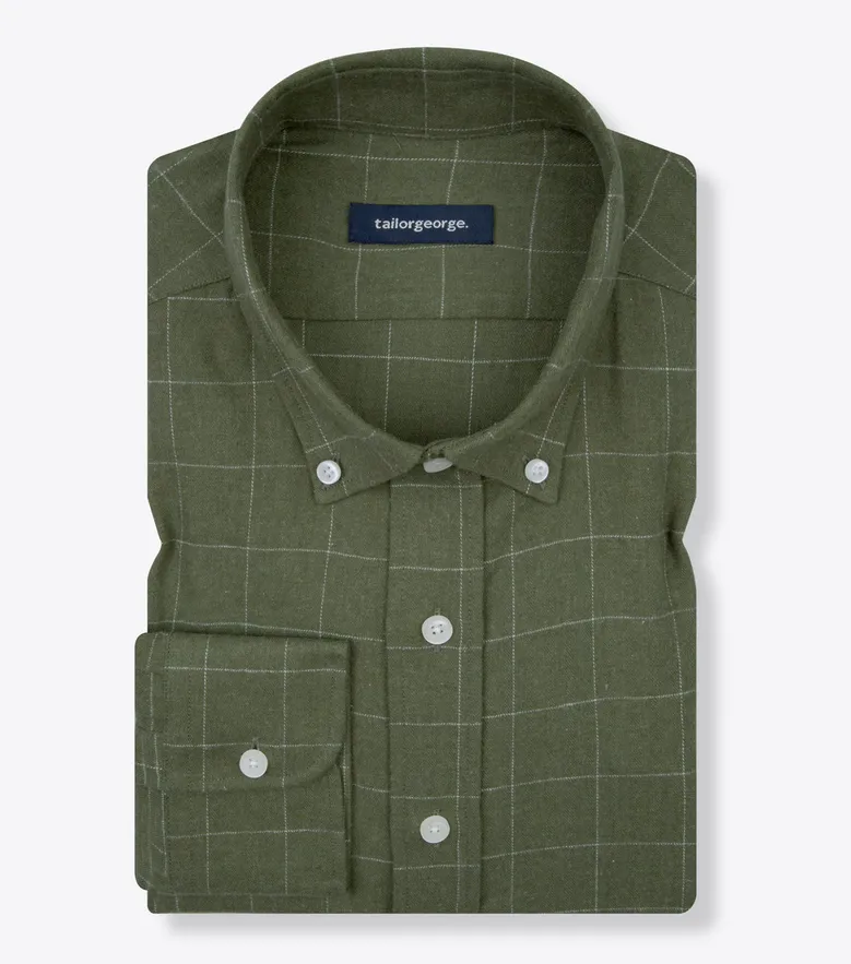 Chemise en flanelle à grands carreaux verts