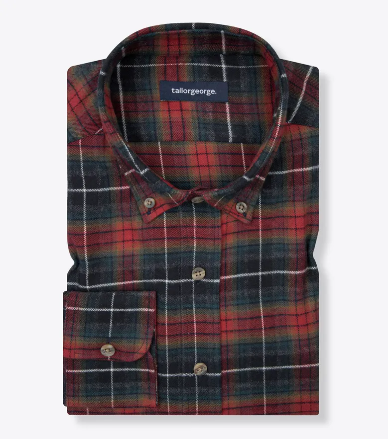Chemise en flanelle épaisse tartan rouge et vert