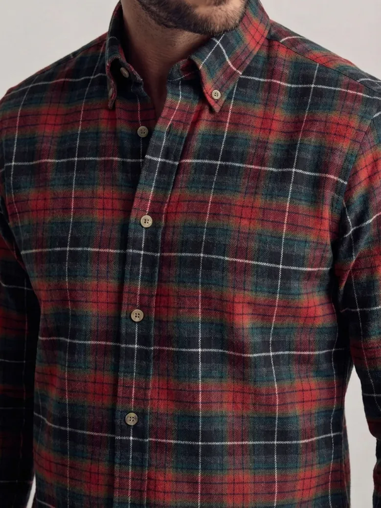 Chemise en flanelle épaisse tartan rouge et vert
