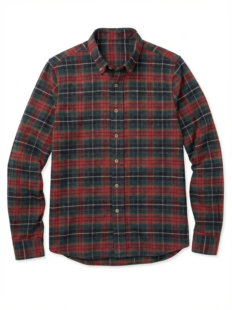 Chemise en flanelle épaisse tartan rouge et vert