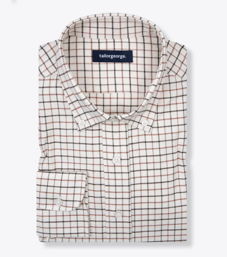 Chemise en flanelle à carreaux tattersall gris, marron