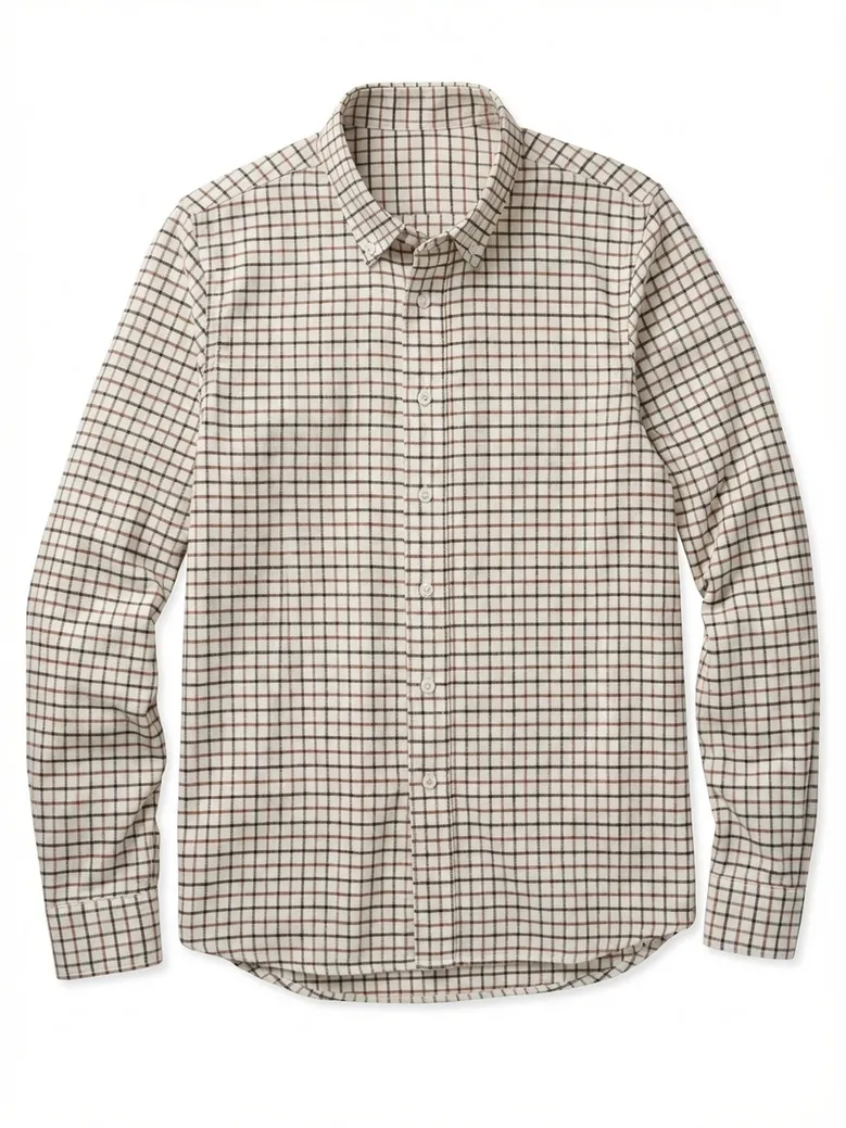 Chemise en flanelle à carreaux tattersall gris, marron
