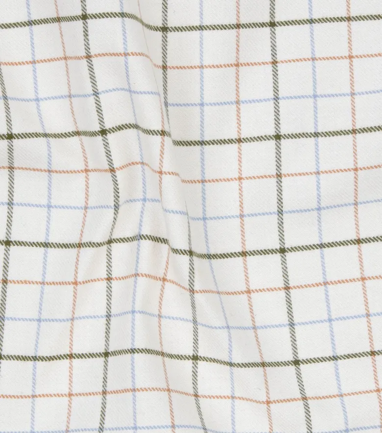Chemise en flanelle à tattersall vert, bleu, marron