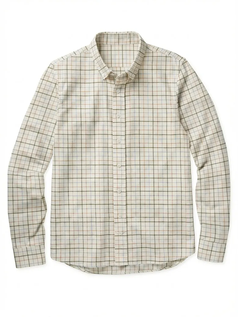 Chemise en flanelle à tattersall vert, bleu, marron