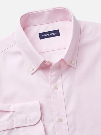 Chemise en Oxford américain épais uni rose pâle