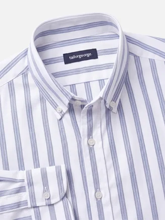 Schweres amerikanisches Oxford-Hemd mit blauen Streifen