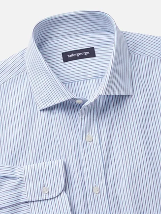 Chemise en popeline à rayures bleu ciel
