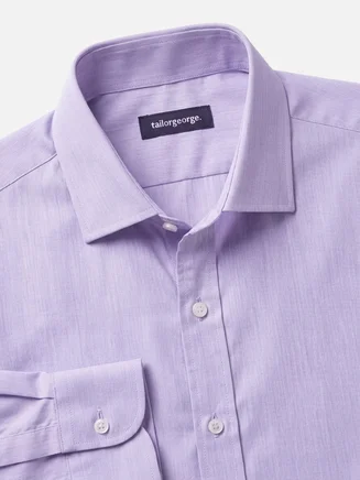Einfarbiges, bügelleichtes, violettes End-on-End-Hemd