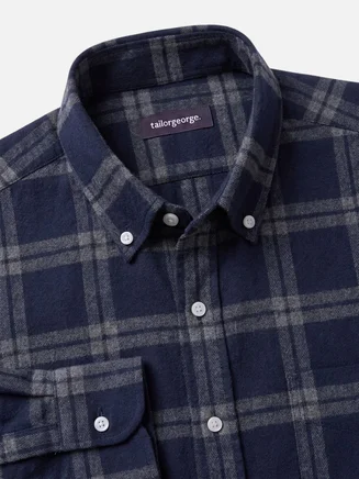 Tartan dickes Flanellhemd blau und Grau